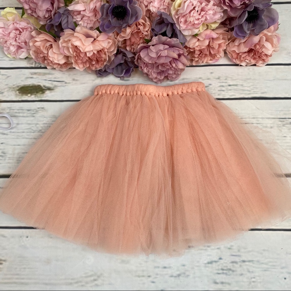 Newborn Peach Tutu and Headband Photography Prop - Picture 5 of 7